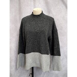 Michael Kors Womens Grey Colorblock Mock Neck Knit Sweater Size Medium